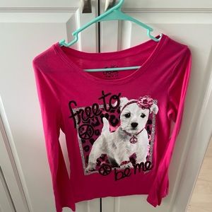 Justice pink long sleeve shirt with dog on it